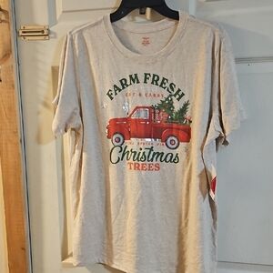 HOLIDAY TIME CHRISTMAS TEE: OATMEAL HEATHER: NEW WITH TAGS: SIZE XXL (20)